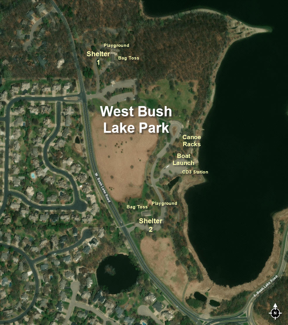 West Bush Lake Park Aerial Labeled - 061324