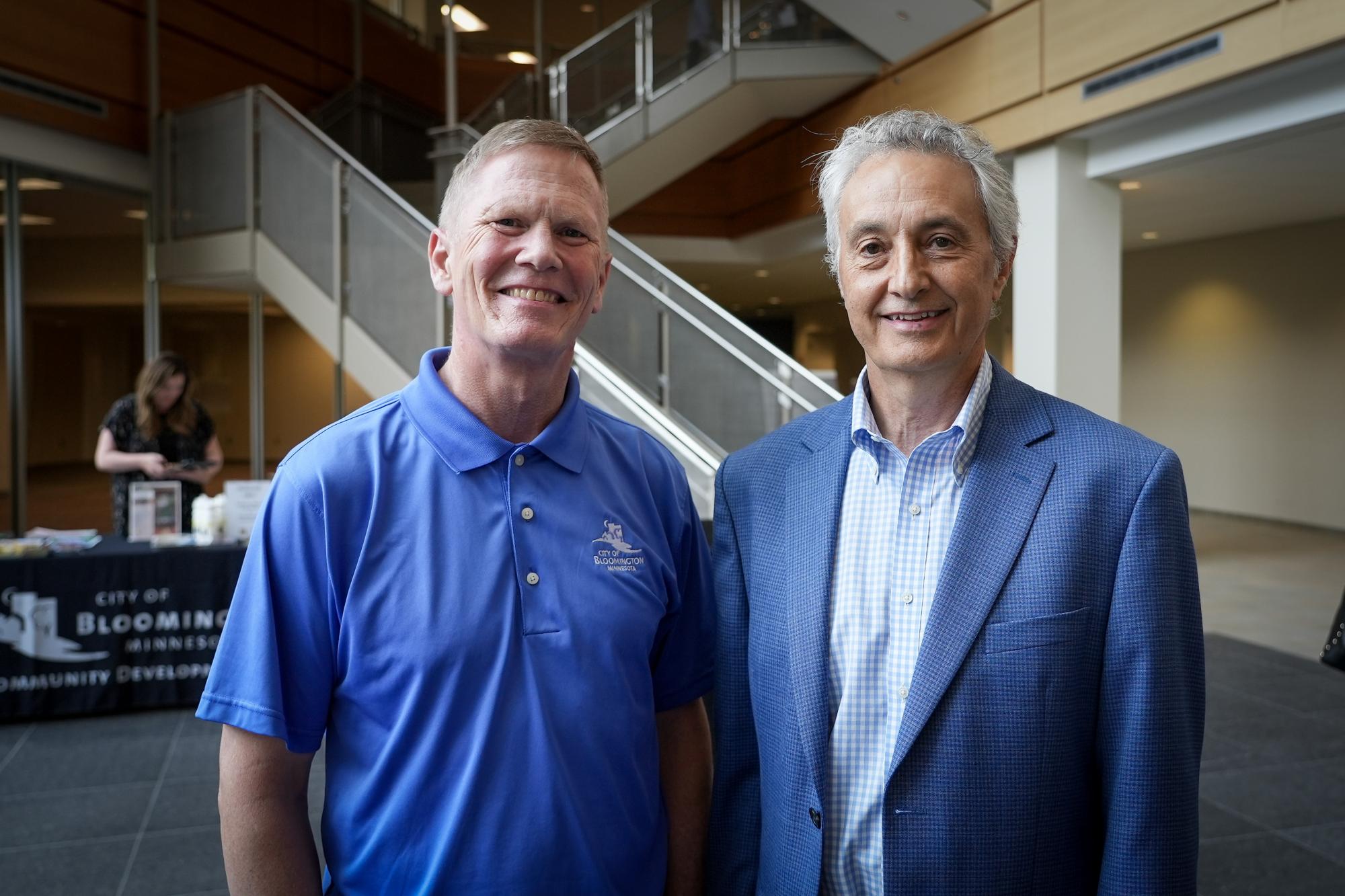 Tim Busse, Bloomington Mayor, and Tom Stoneburner, CEO of TKDA