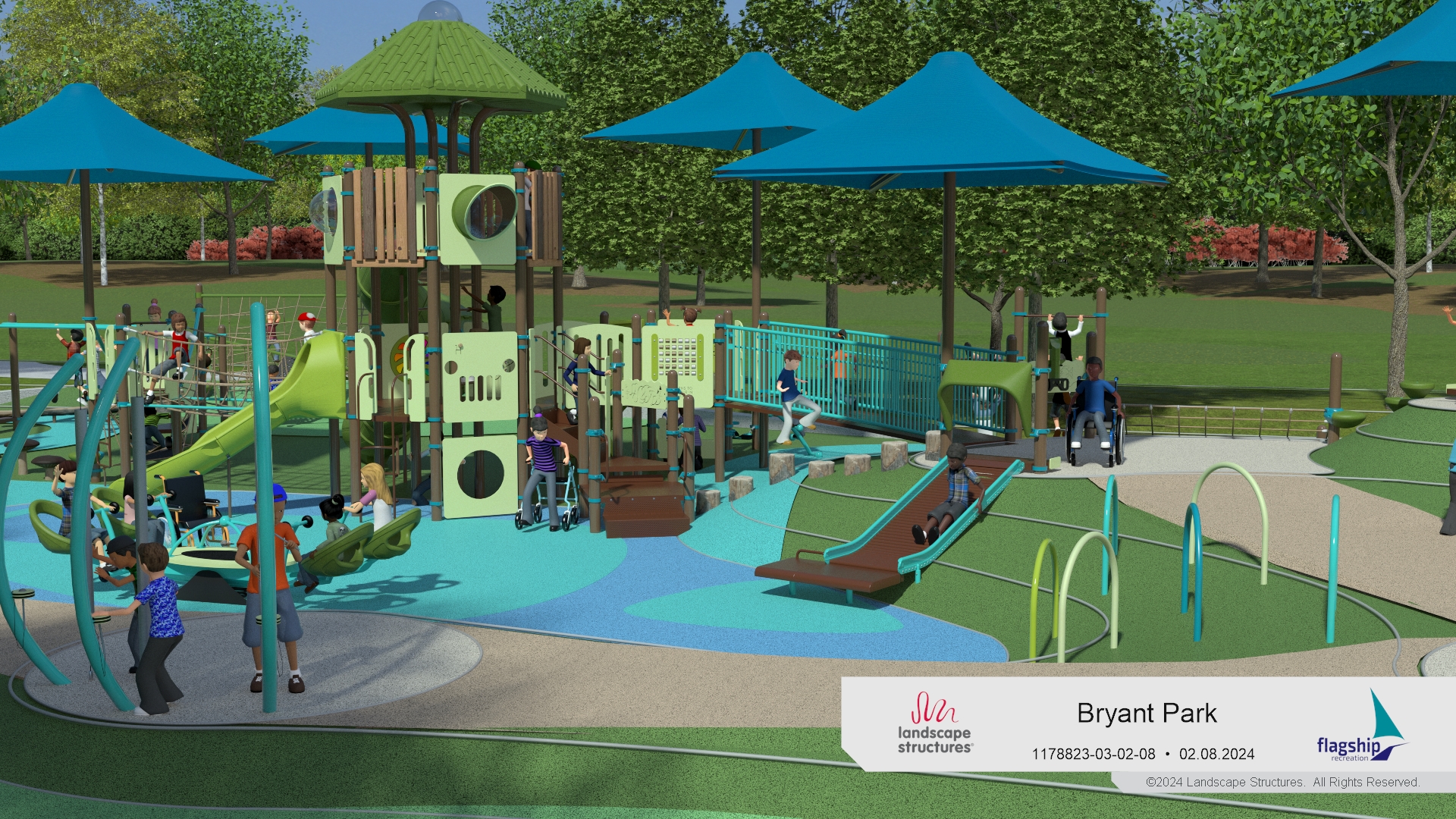 Bryant Park inclusive playground rendering