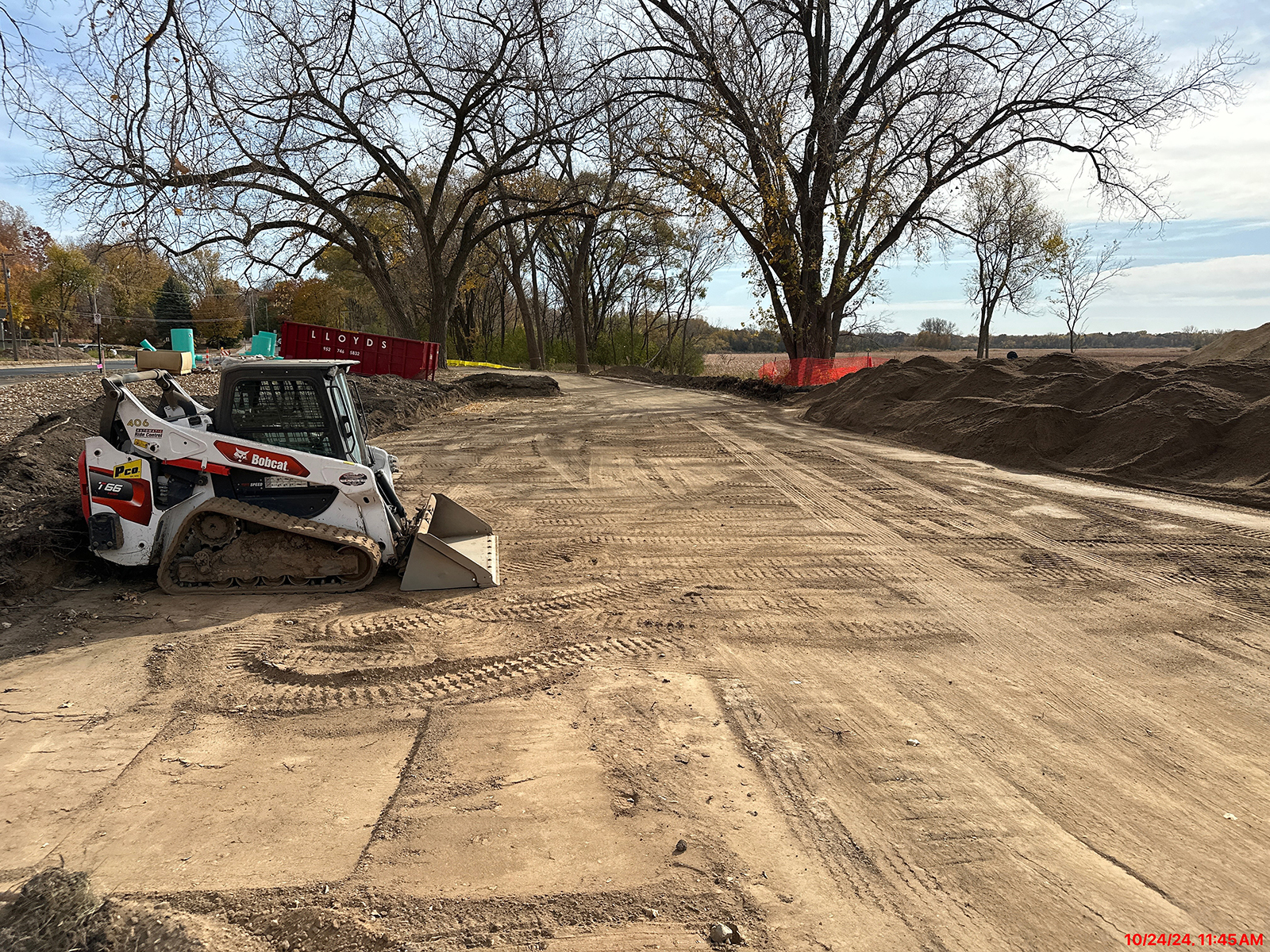 Equipment ready to go during Tretbaugh Park construction October 2024