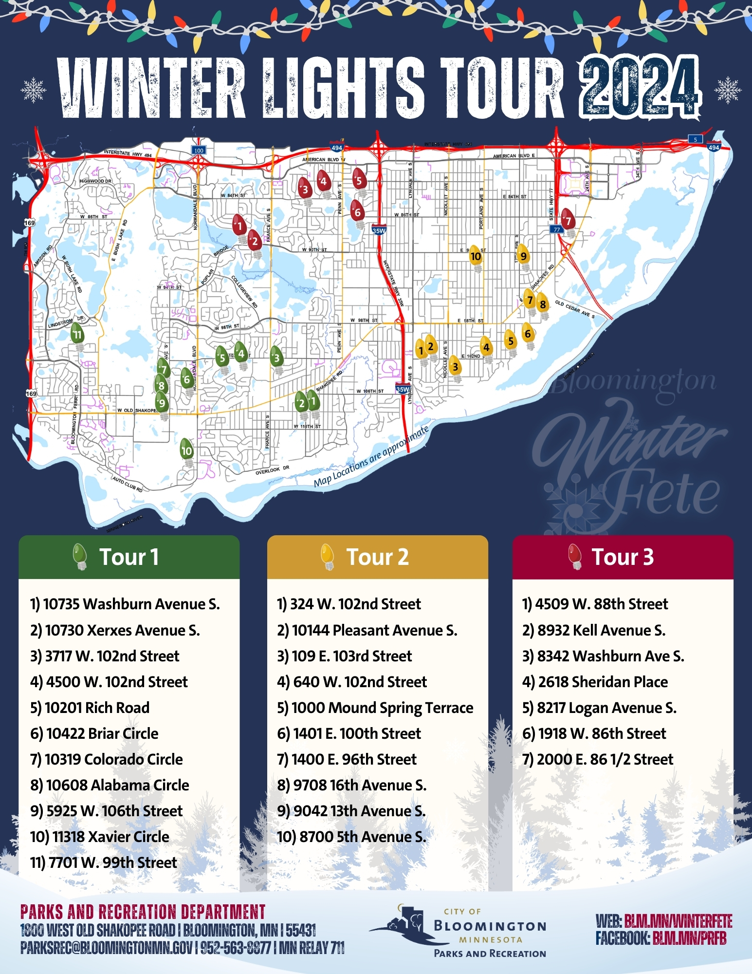 Winter Lights Tour Map Graphic 2024