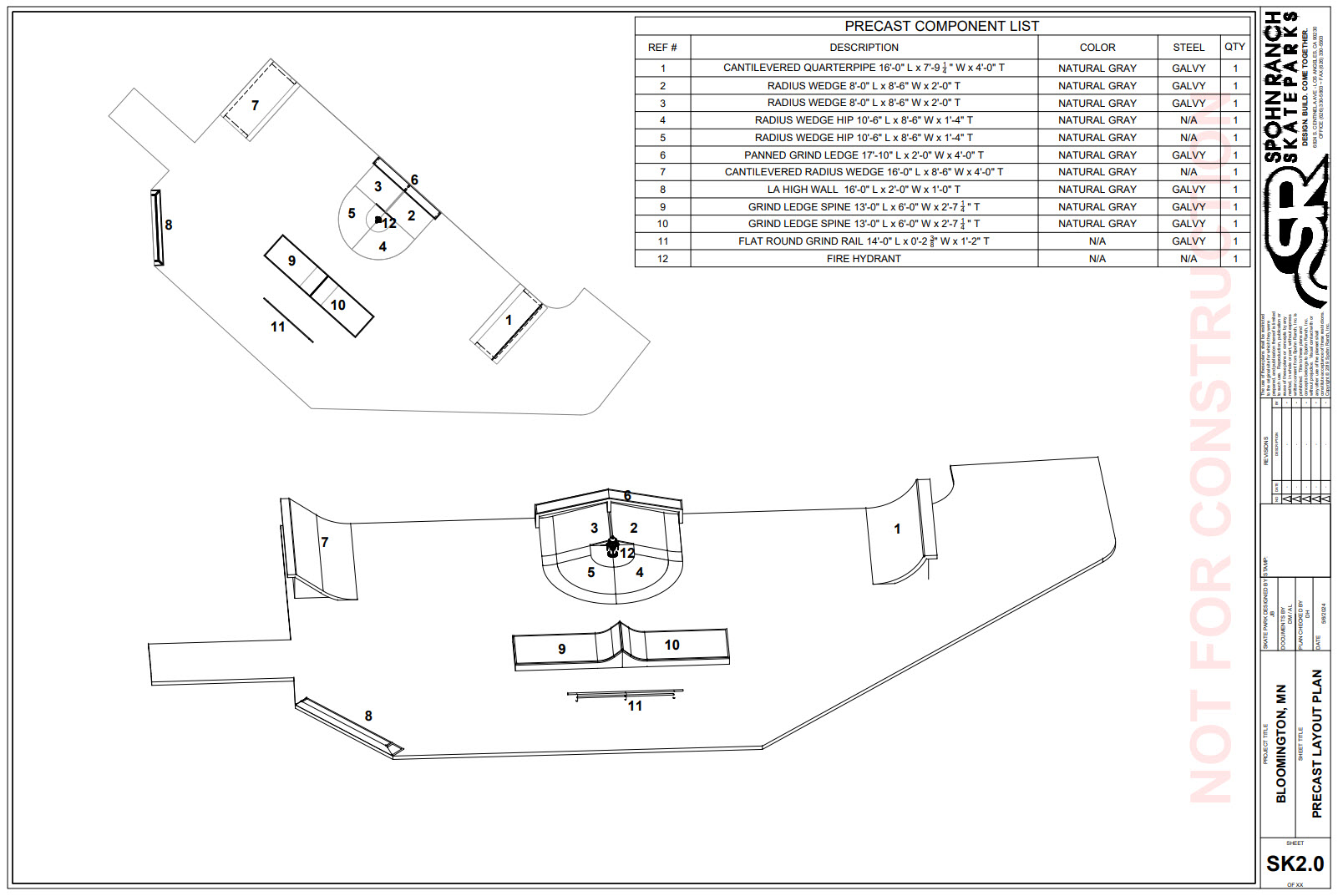 Bryant Park Skate Spot Schematic 2