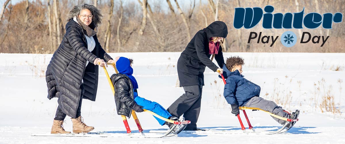 Winter Play Day kicksled image with logo TRPD